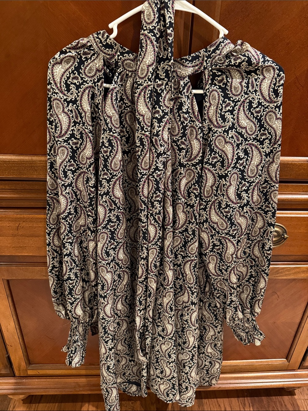 Banana Republic Black Paisley Mini Dress with Cream and Tan Accents